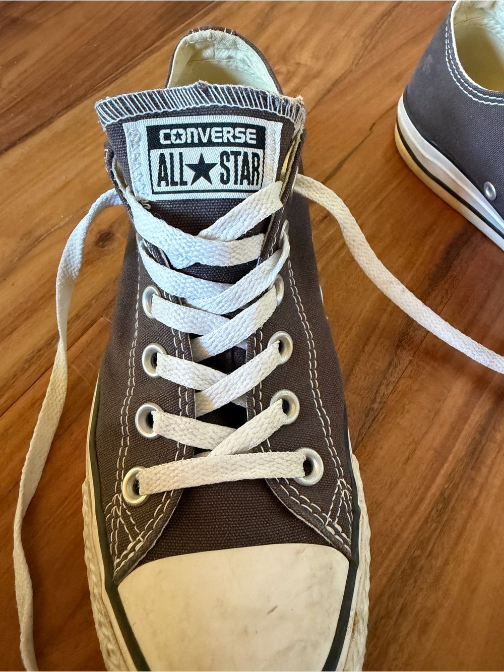 Converse Women’s Low-Top Canvas Sneakers in Brown with White Accents - Picture 4 of 6